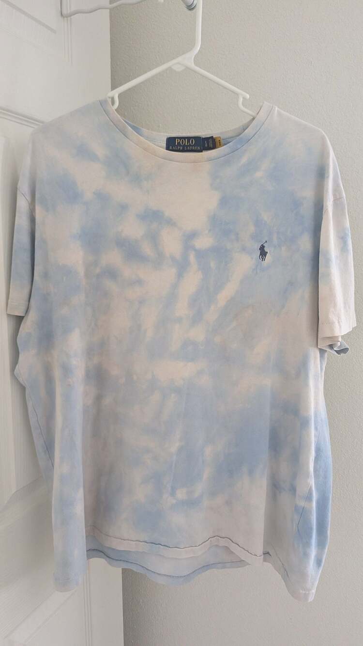 Polo Ralph Lauren T-Shirt Size L Blue White Tie-Dye Classic Fit Crewneck